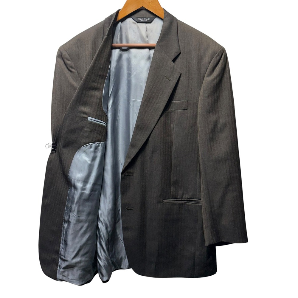 Herringbone Full Piece Suit Mens Brown Charcoal Textured Formal Set 34x29.5